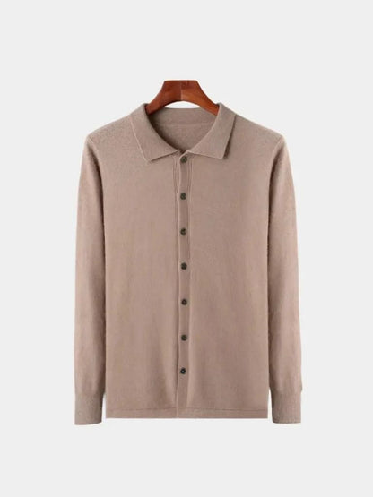 100% Cashmere Polo Cardigan - Cross & Crown