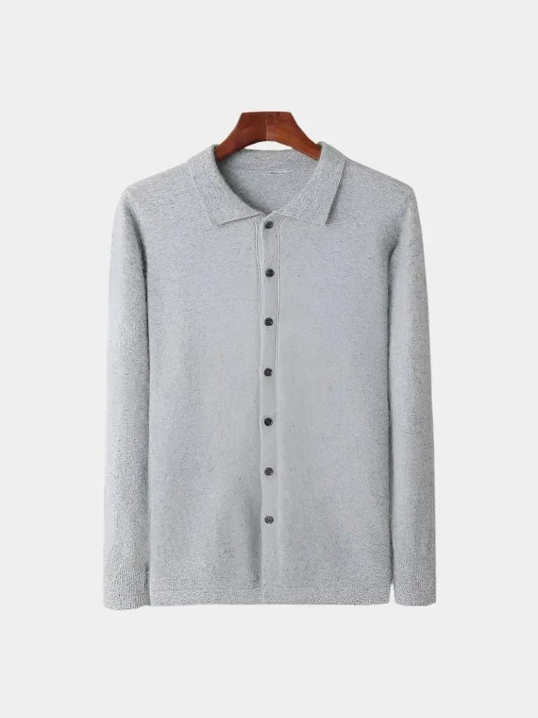 100% Cashmere Polo Cardigan - Cross & Crown