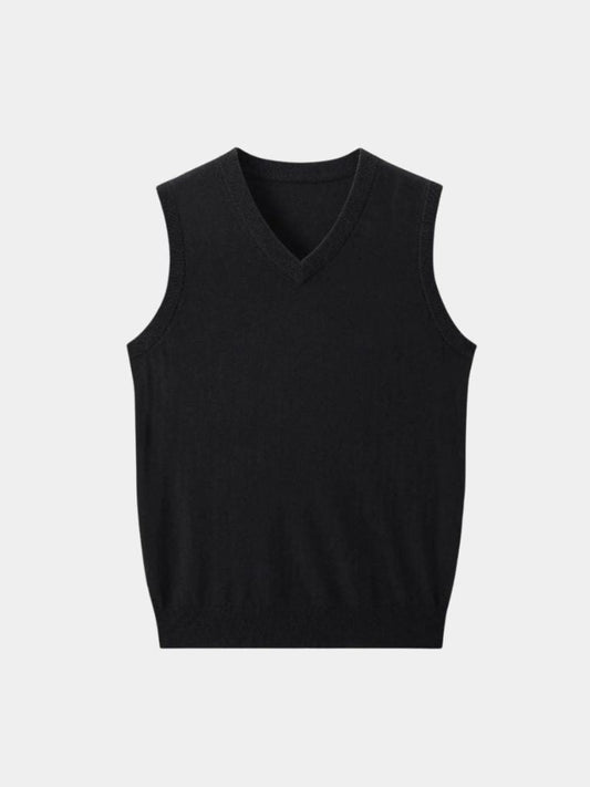 100% Cashmere V Neck Knit Vest - Cross & Crown
