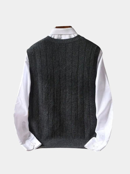 100% Merino Wool Pullover Sweater Vest - Cross & Crown