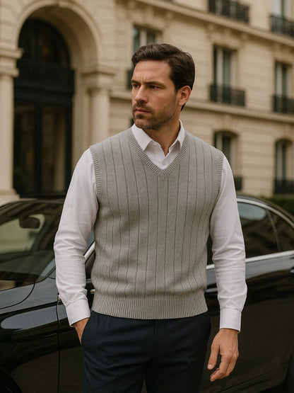 100% Merino Wool Pullover Sweater Vest - Cross & Crown