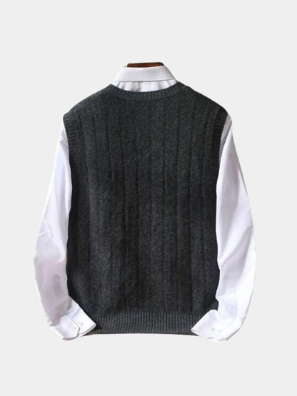 100% Merino Wool Pullover Sweater Vest - Cross & Crown
