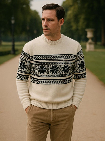 100% Wool Fair Isle Pullover Sweater Jumper - Cross & Crown