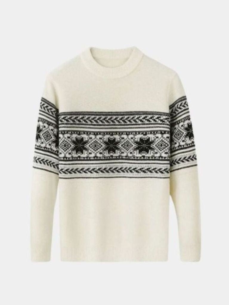 100% Wool Fair Isle Pullover Sweater Jumper - Cross & Crown