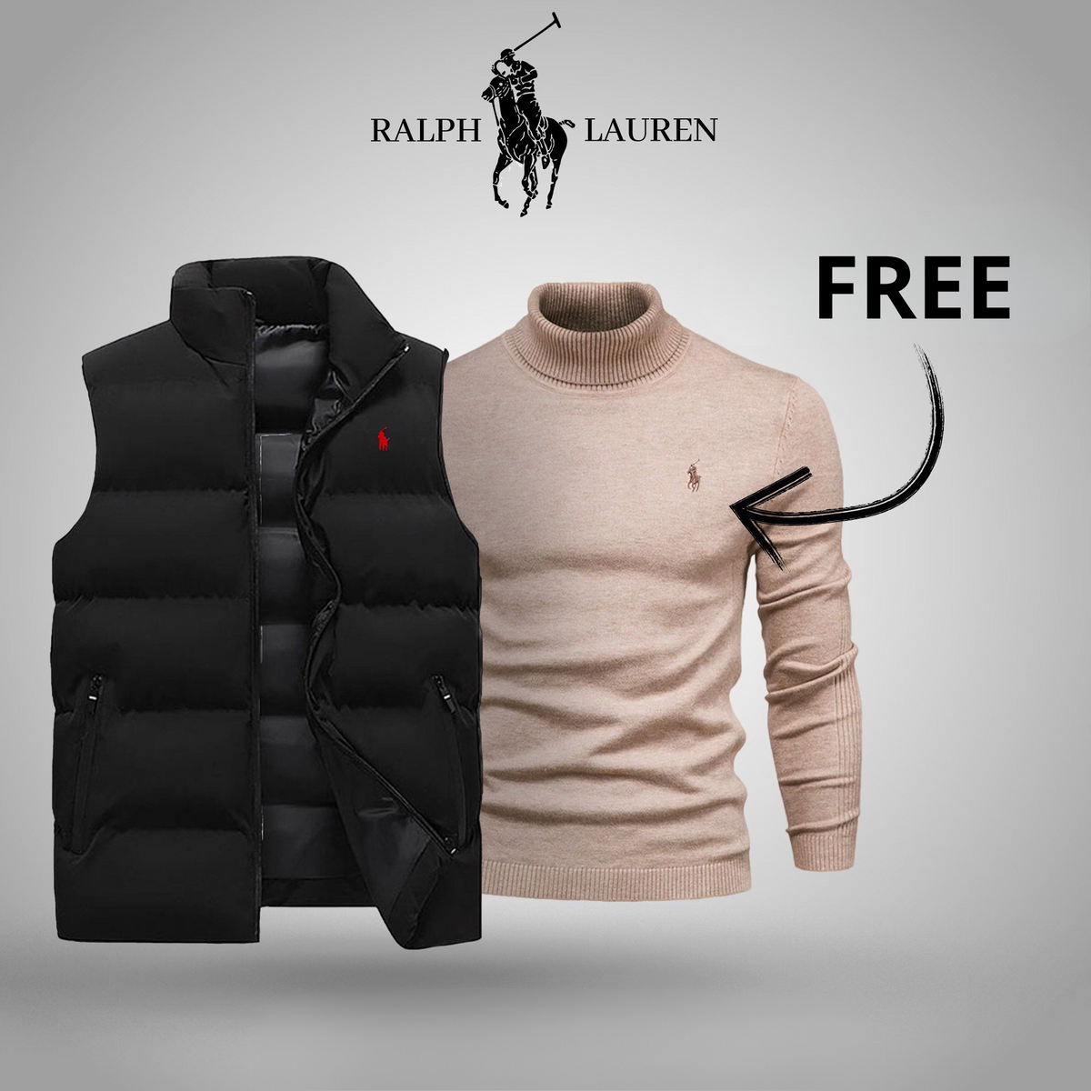 R&L Puffer Gilet + FREE Turtleneck Sweater