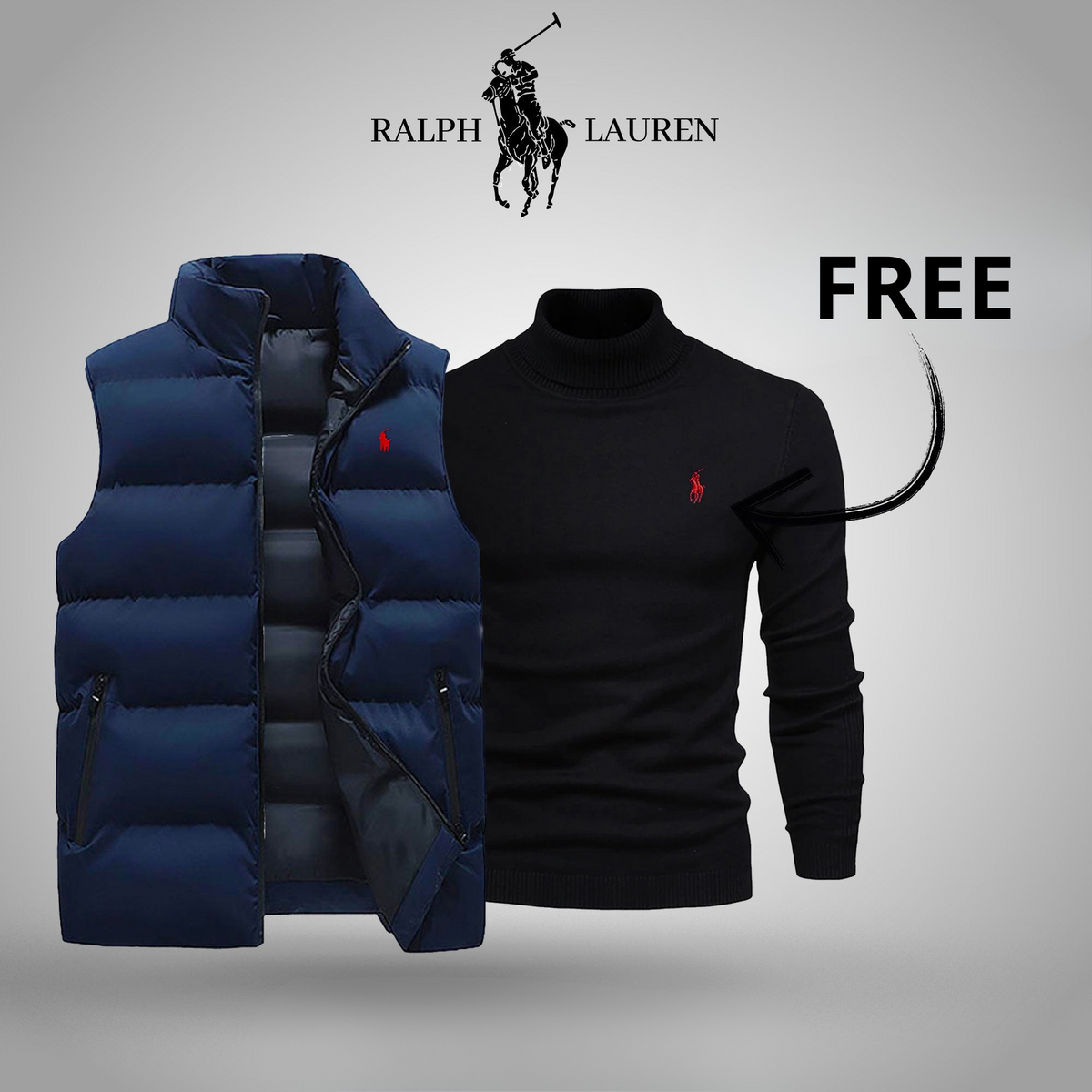 R&L Puffer Gilet + FREE Turtleneck Sweater