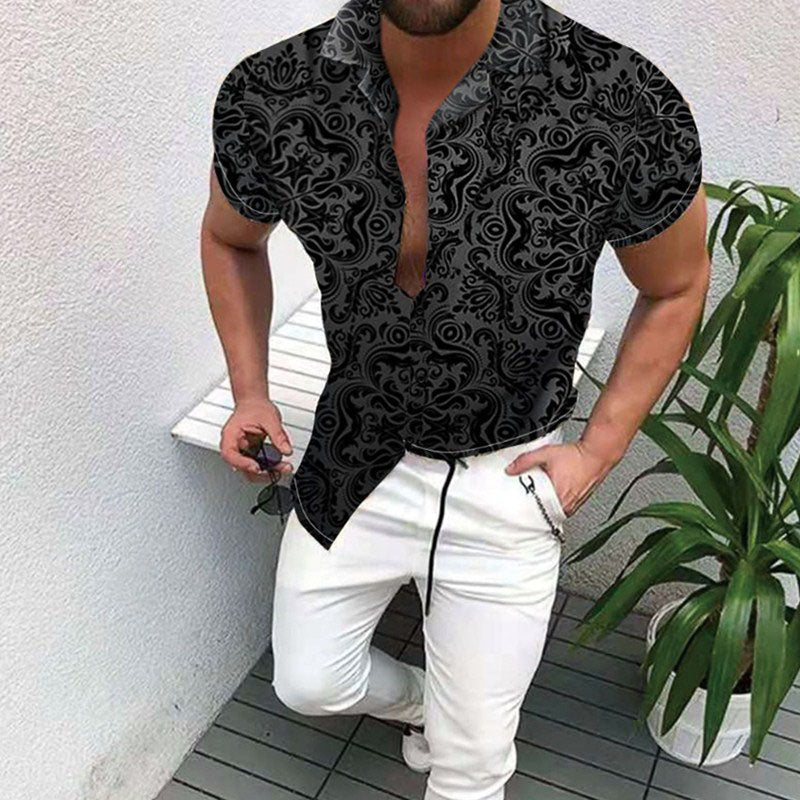 Camisa estampada de manga corta para hombre para cada ocasión