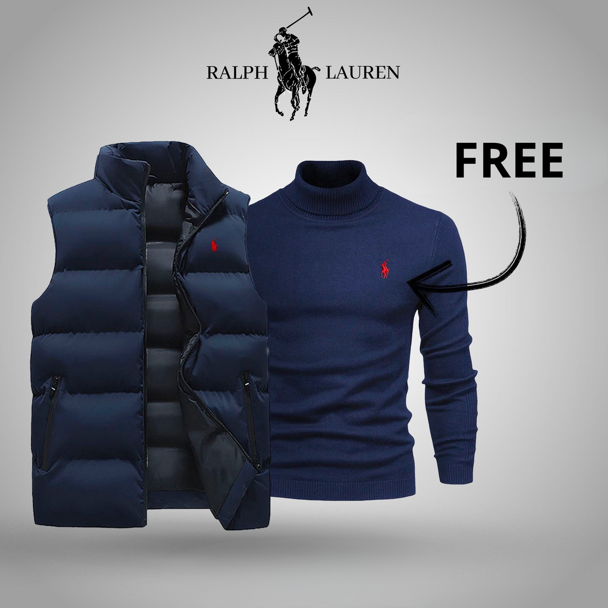 R&L Puffer Gilet + FREE Turtleneck Sweater