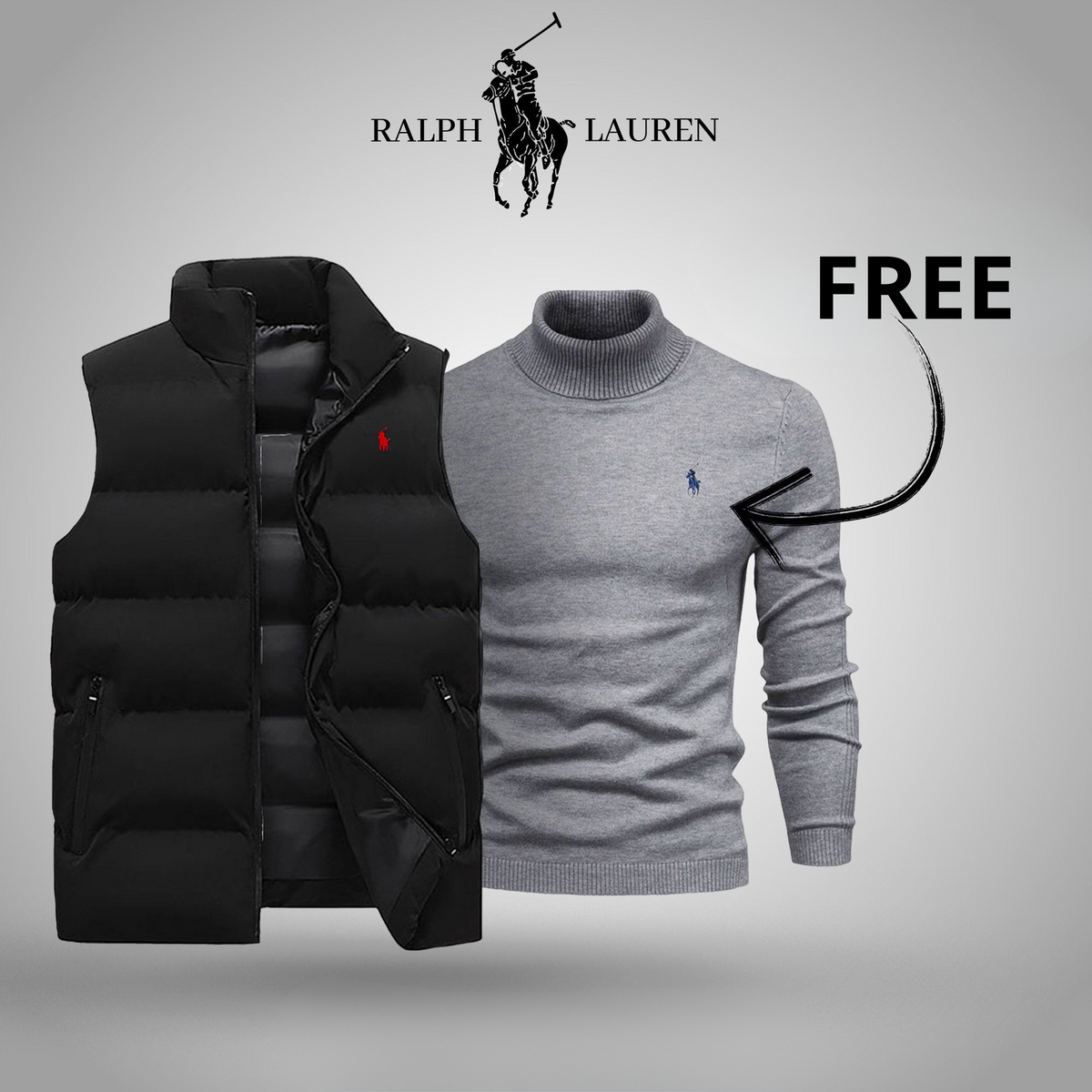 R&L Puffer Gilet + FREE Turtleneck Sweater