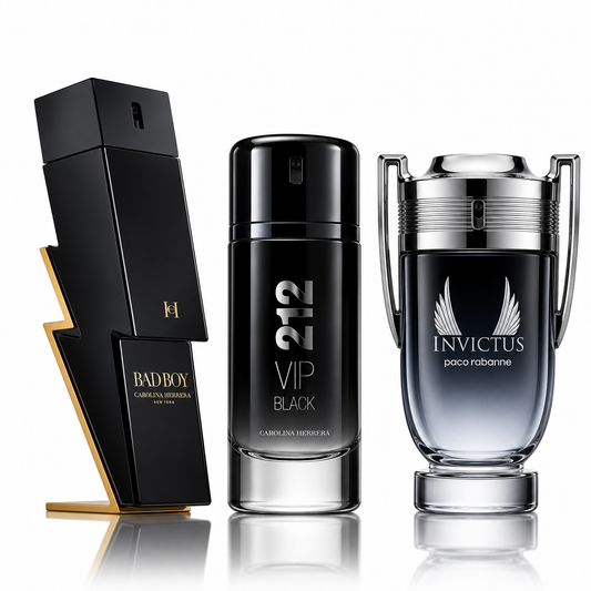 3 Parfüms Carolina Herrera BAD BOY, Carolina Herrera 212 VIP BLACK und Paco Rabanne INVICTUS 100ml (Eau de Parfum)