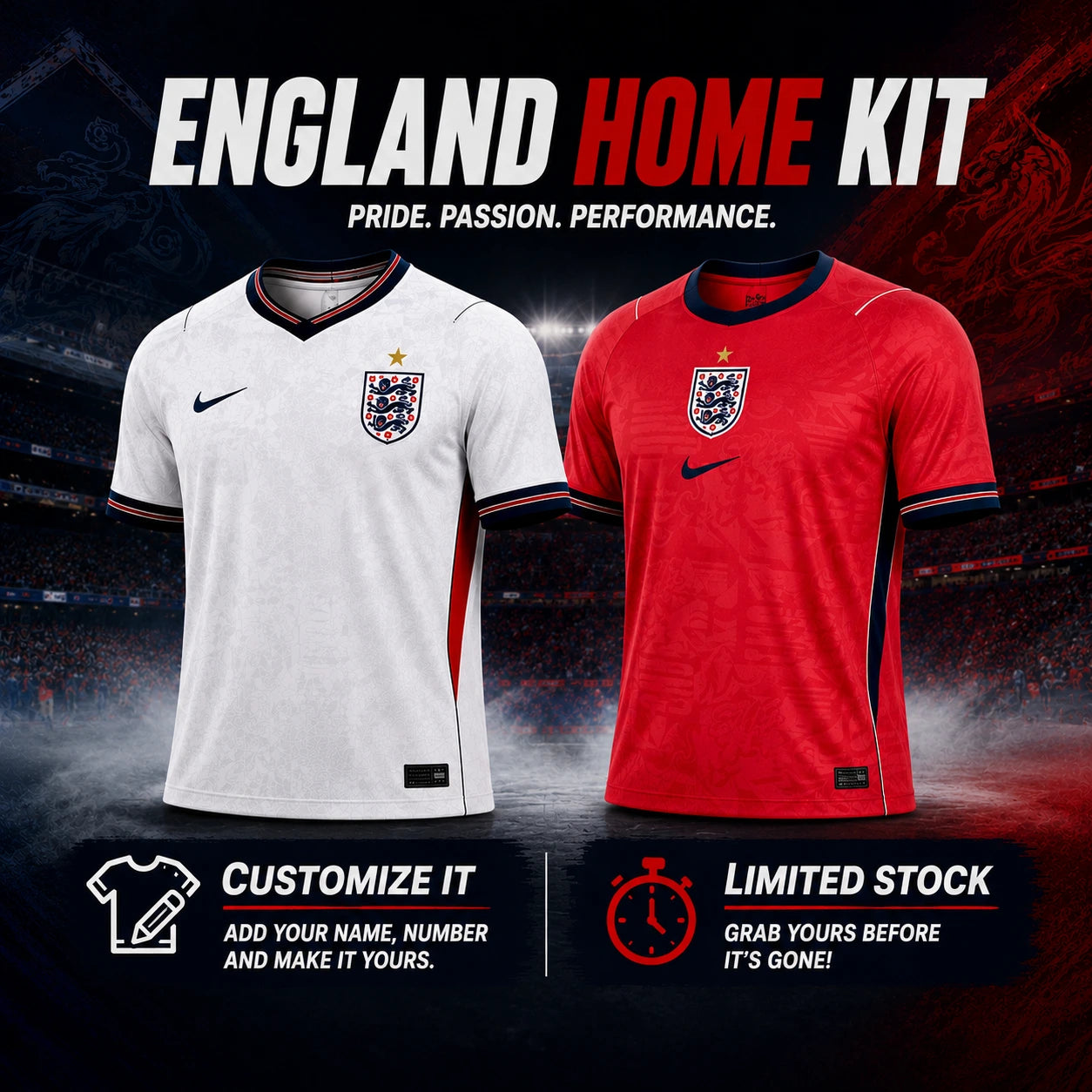 England 2026 Football Shirt | Personalised Edition