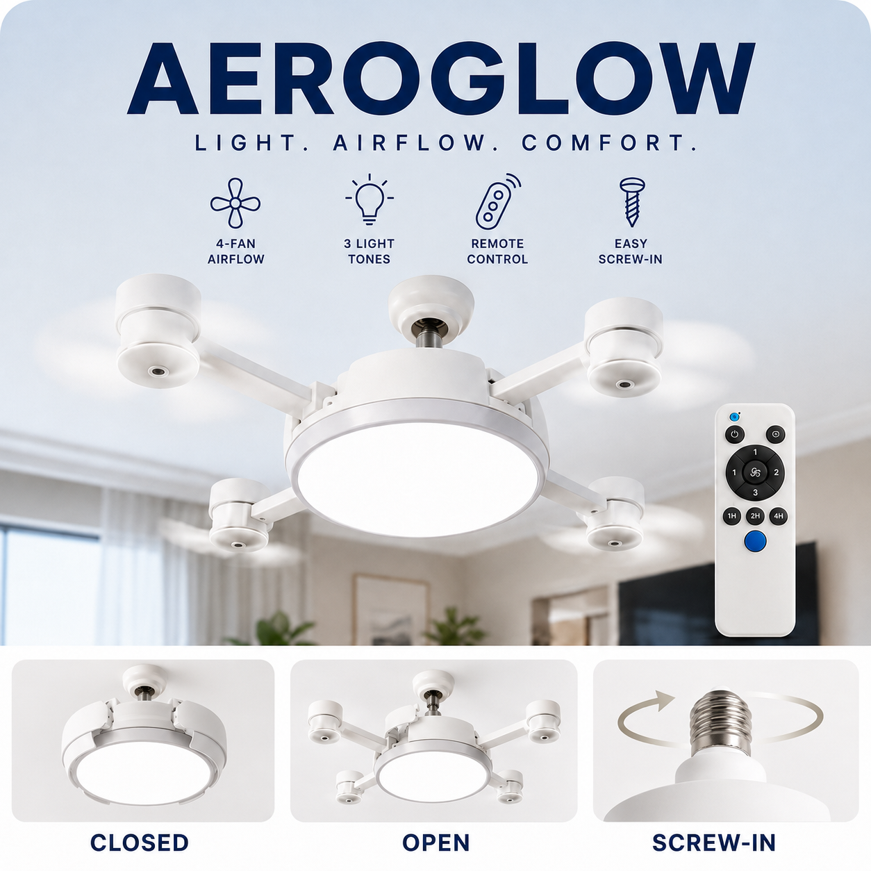AeroGlow™ 4-Fan Ceiling Light