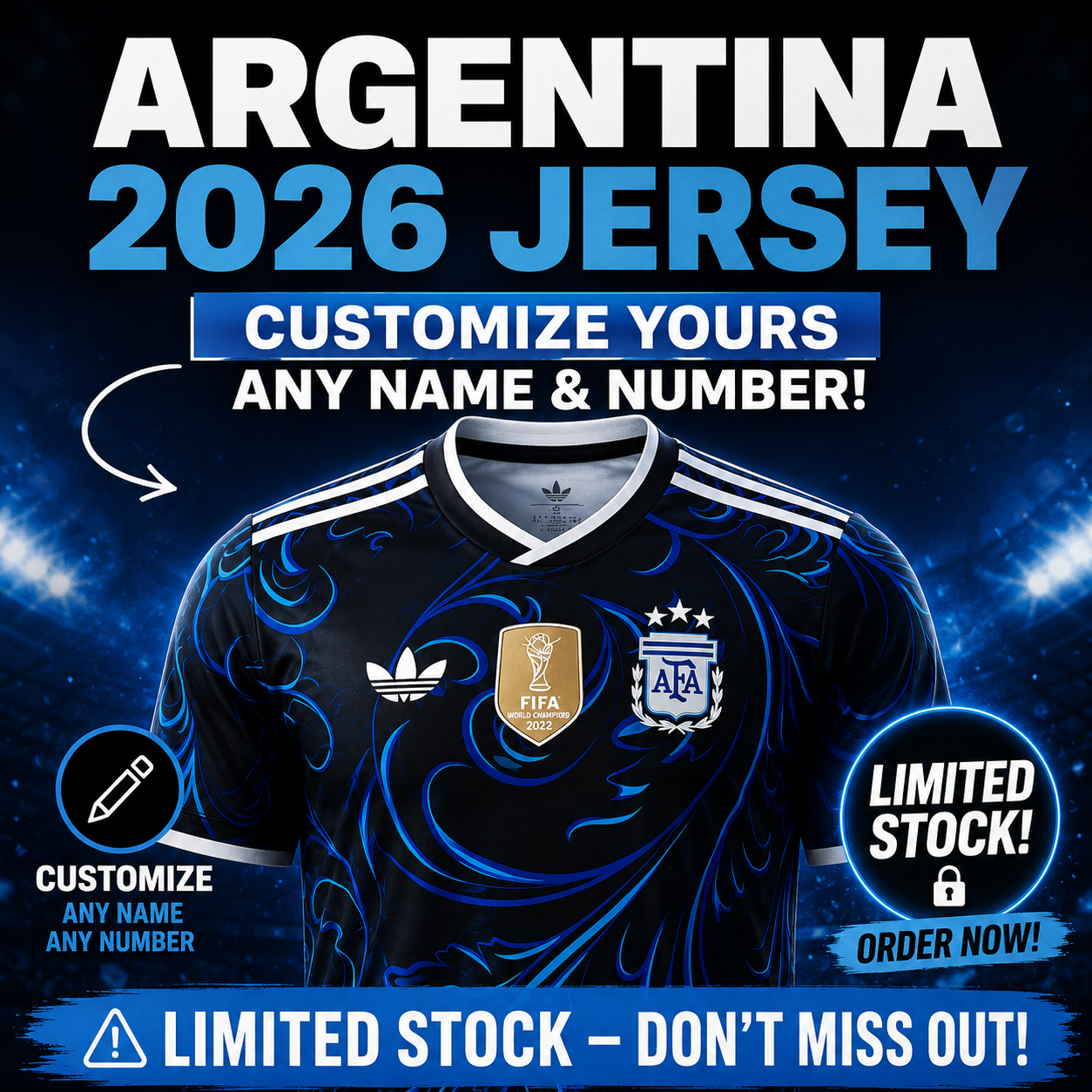 Argentina 2026 Custom Name & Number Jersey | Limited Edition