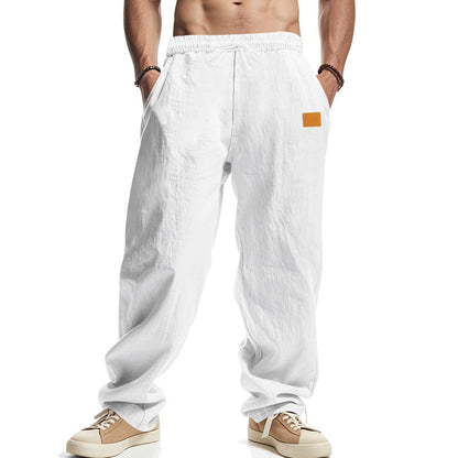 Pantalón Casual de Lino y Algodón para Hombre con Cintura Elástica