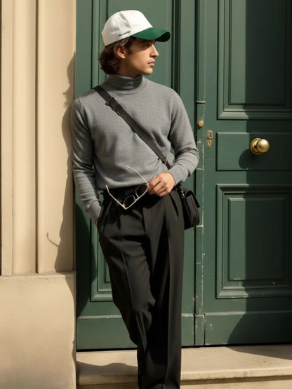 100% Merino Wool Turtleneck Sweater - Cross & Crown