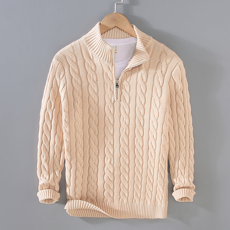 Sudadera de algodón para hombre con media cremallera