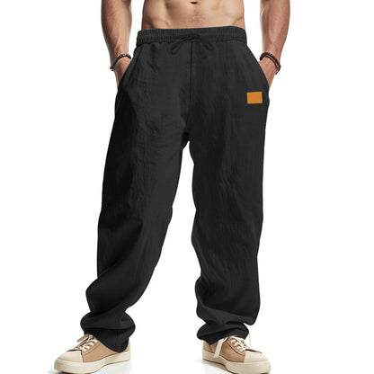 Pantalón Casual de Lino y Algodón para Hombre con Cintura Elástica