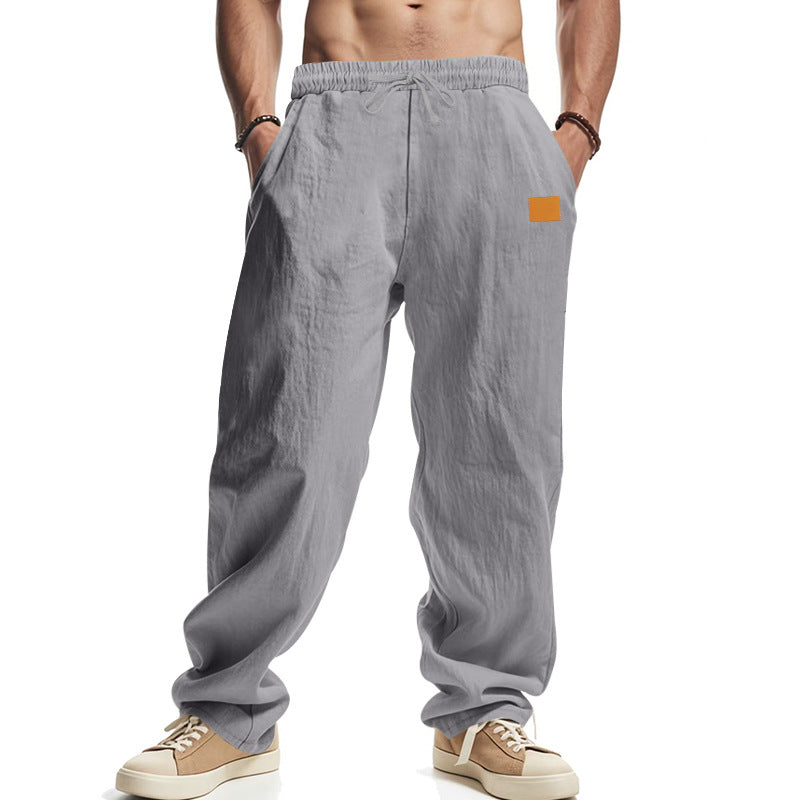 Pantalón Casual de Lino y Algodón para Hombre con Cintura Elástica