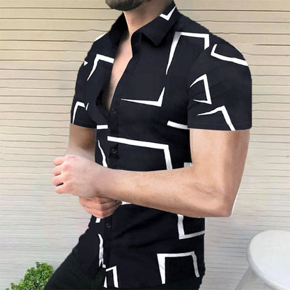 Camisa de manga corta con estampado abstracto para hombre