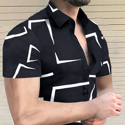 Camisa de manga corta con estampado abstracto para hombre