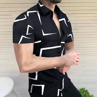Camisa de manga corta con estampado abstracto para hombre