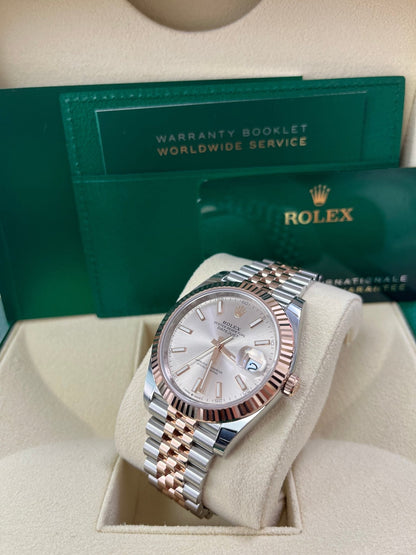 Rolex Datejust 41 Steel and Everose Rolesor  Fluted Bezel Sundust Index Dial Jubilee Bracelet 126331