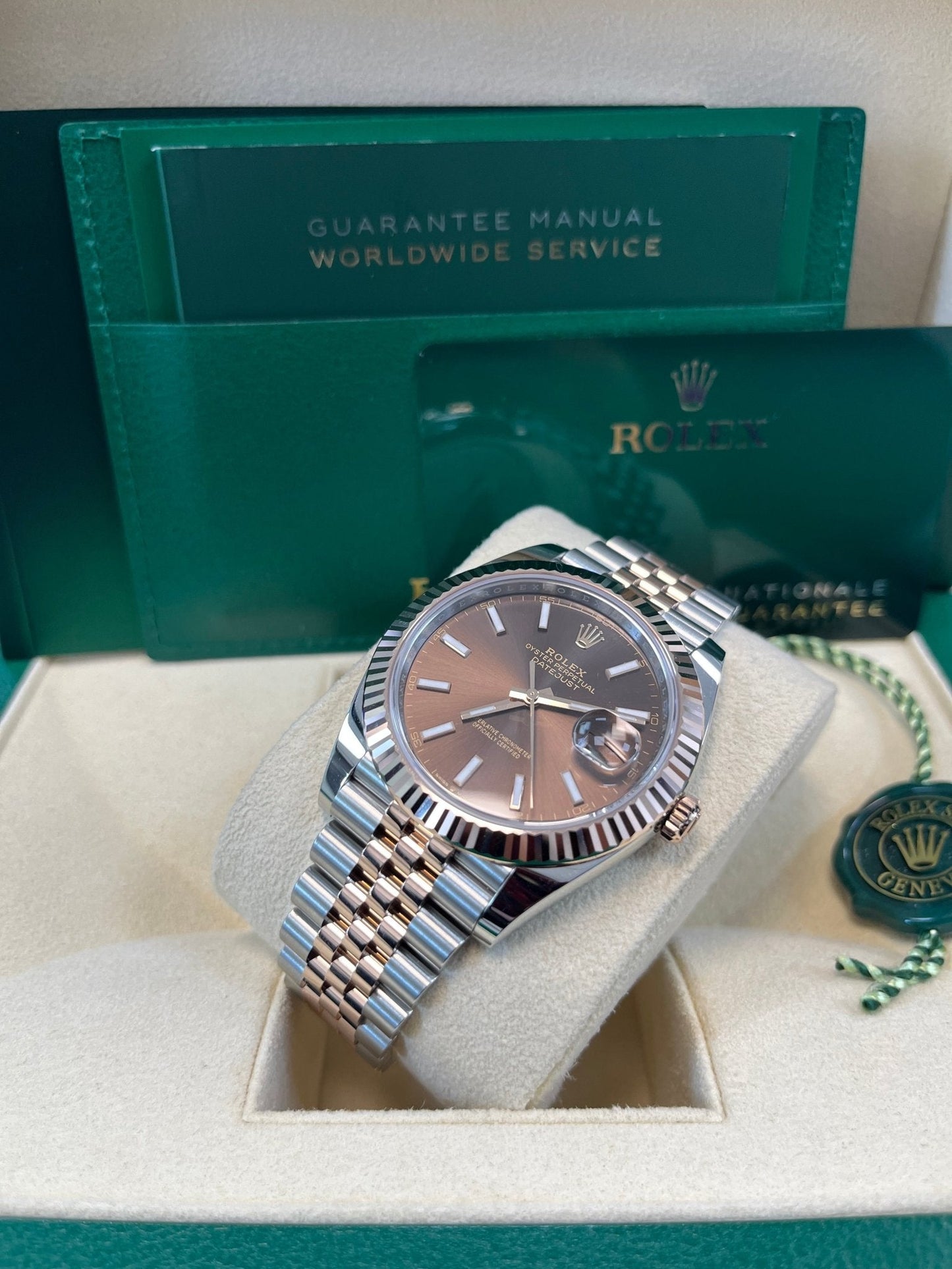 Rolex Datejust 41 Two-Tone Stainless Steel and Rose Gold/ Chocolate Index Dial/ Fluted Bezel/ Jubilee Bracelet (Ref#126331)