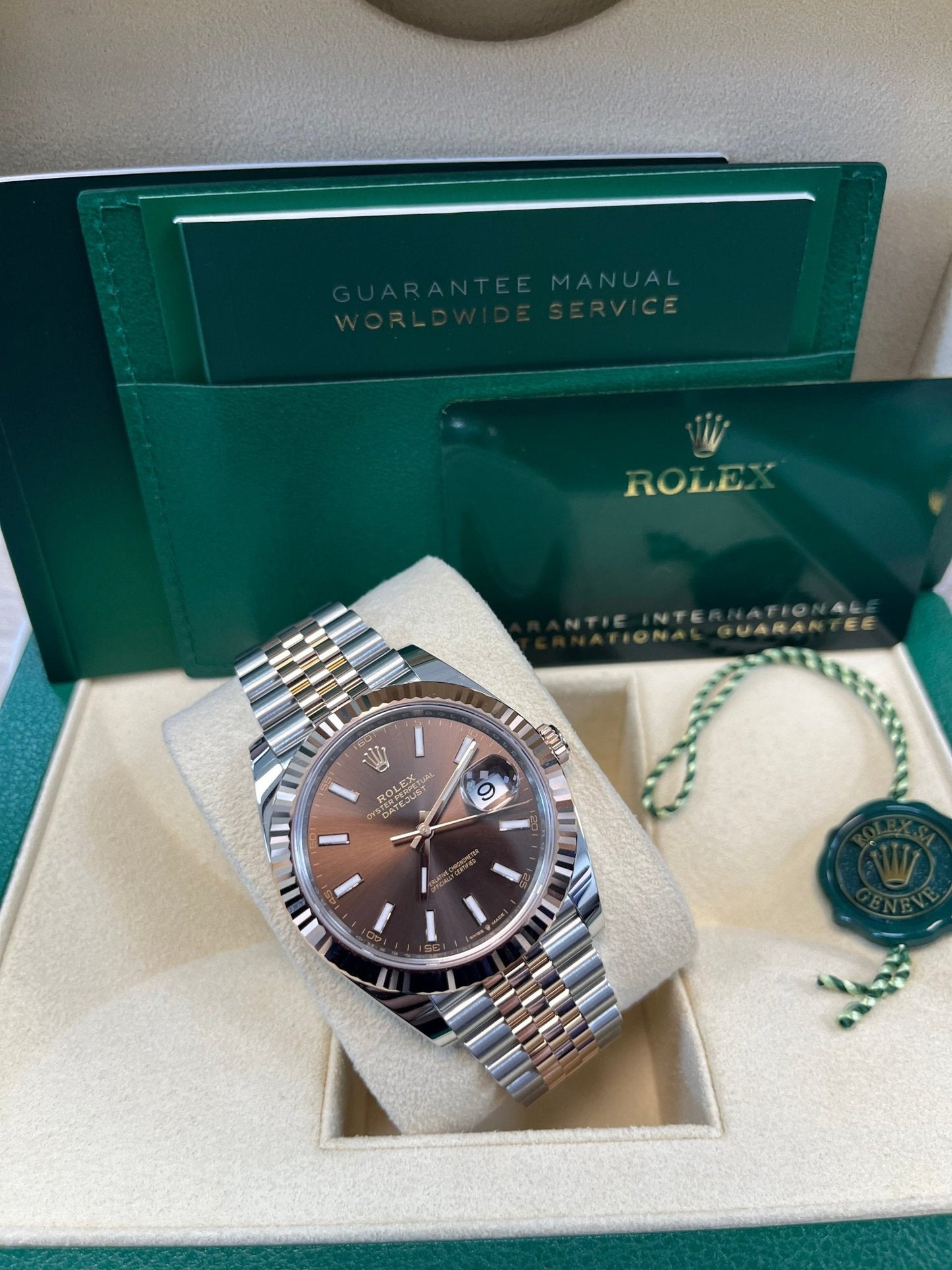 Rolex Datejust 41 Two-Tone Stainless Steel and Rose Gold/ Chocolate Index Dial/ Fluted Bezel/ Jubilee Bracelet (Ref#126331)