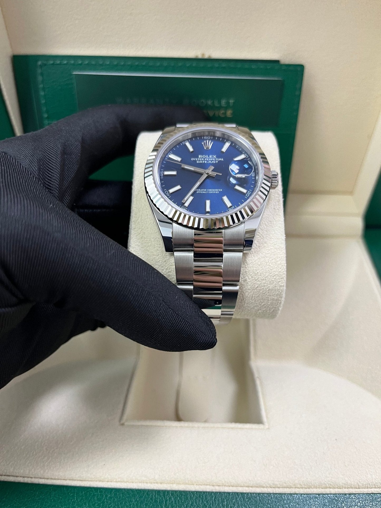 Rolex Datejust 41 White Gold and Steel Blue Index Oyster Bracelet Fluted Bezel (Ref#126334)