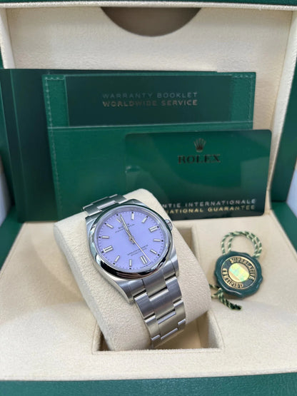 Rolex New Release 2025 Oyster Perpetual Stainless Steel Lavendar Dial 134300